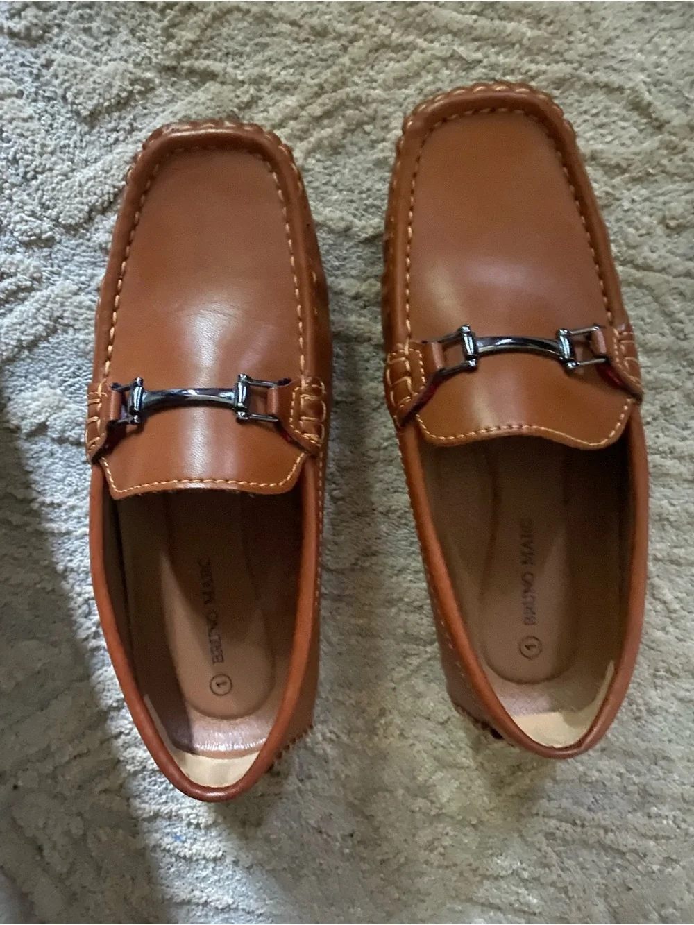 Bruno Marc Boy’s Formal Dress Shoes Tan Loafer Size 1
